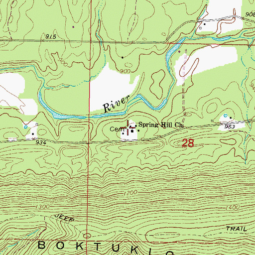 Topographic Map of Spring Hill Church, OK