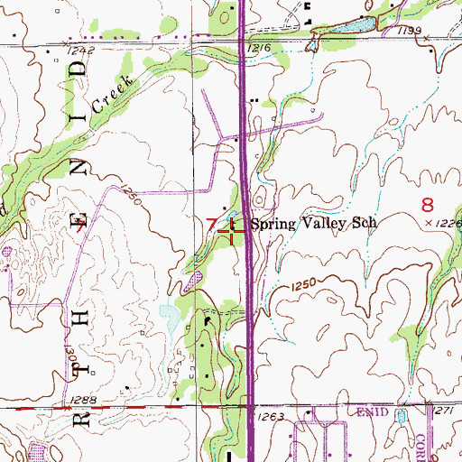 Topographic Map of Spring Valley School, OK