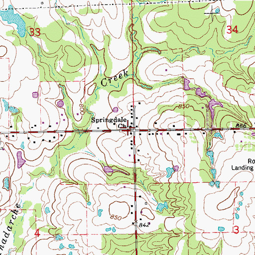 Topographic Map of Springdale Church, OK