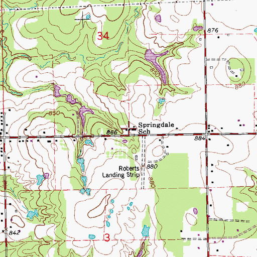 Topographic Map of Springdale School, OK