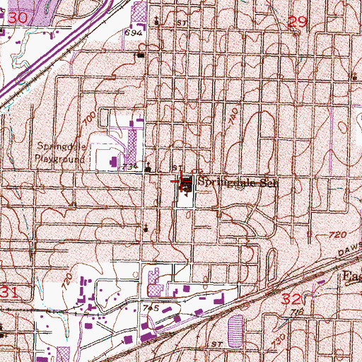 Topographic Map of Springdale Elementary School, OK