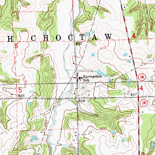 Topographic Map of Springdale School, OK
