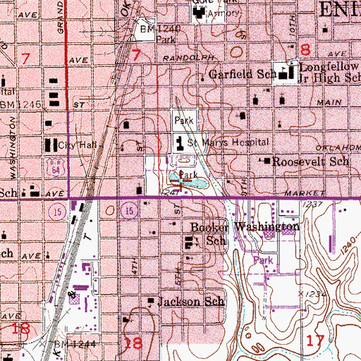 Topographic Map of Springs Park, OK