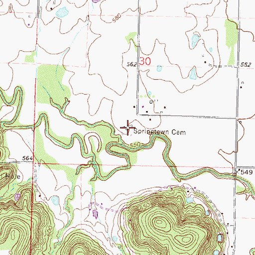 Topographic Map of Springtown Cemetery, OK