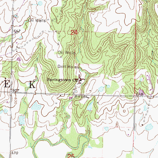 Topographic Map of Springtown Church, OK