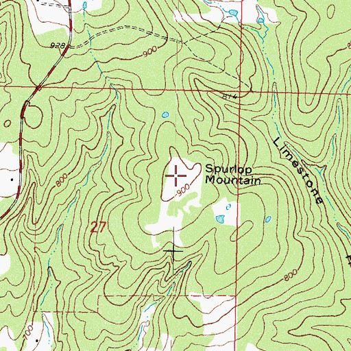 Topographic Map of Spurlop Mountain, OK