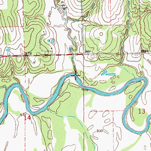 Topographic Map of Squaw Creek, OK