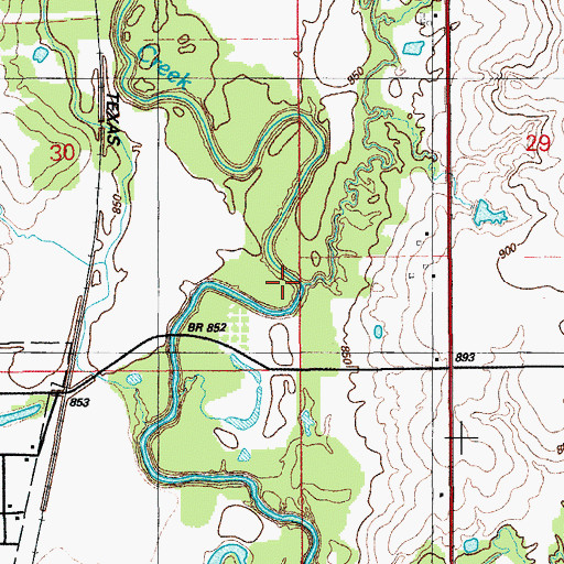 Topographic Map of Squirrel Creek, OK