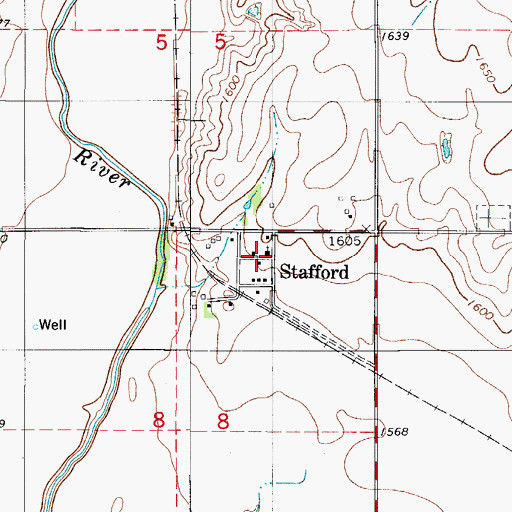 Topographic Map of Stafford, OK