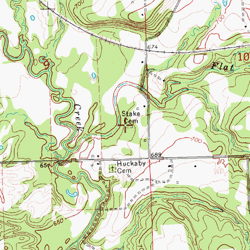 Topographic Map of Stake Cemetery, OK