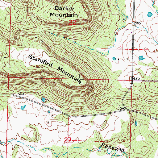 Topographic Map of Stanifird Mountain, OK