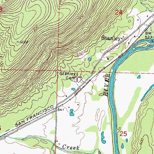 Topographic Map of Stanley Cemetery, OK
