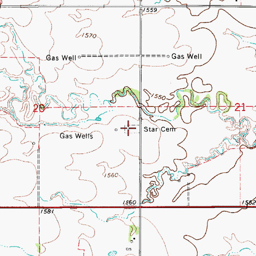Topographic Map of Star Cemetery, OK