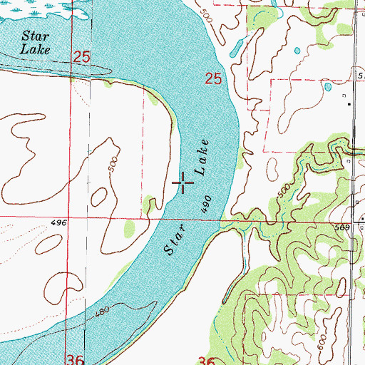 Topographic Map of Star Lake, OK