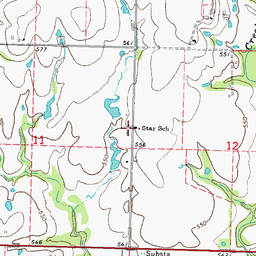 Topographic Map of Star School, OK