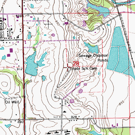 Topographic Map of State School Cemetery, OK