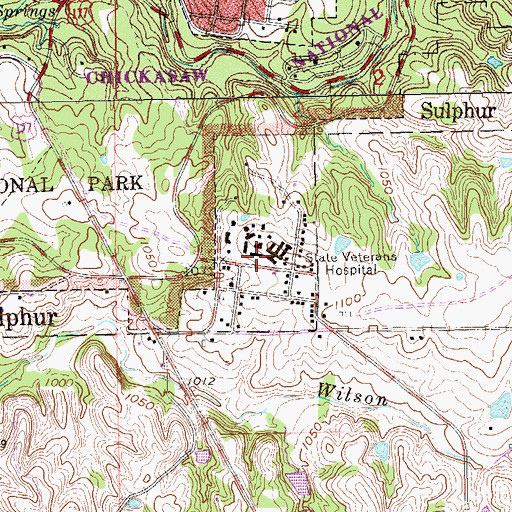 Topographic Map of State Veterans Hospital, OK