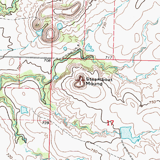 Topographic Map of Steamboat Mound, OK