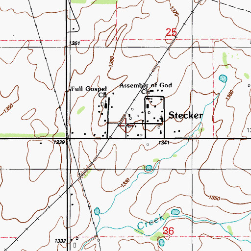 Topographic Map of Stecker, OK