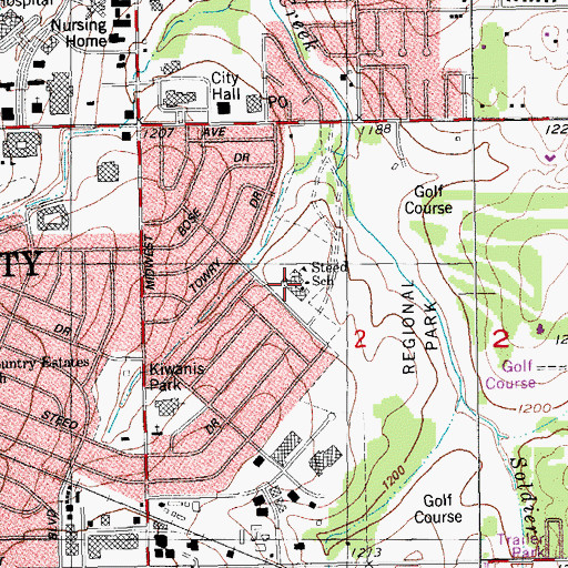 Topographic Map of Steed Elementary School, OK
