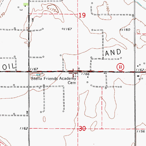Topographic Map of Stella Friends Academy Cemetery, OK