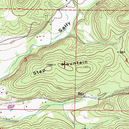 Topographic Map of Step Mountain, OK