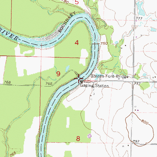 Topographic Map of Stepps Ford Bridge, OK