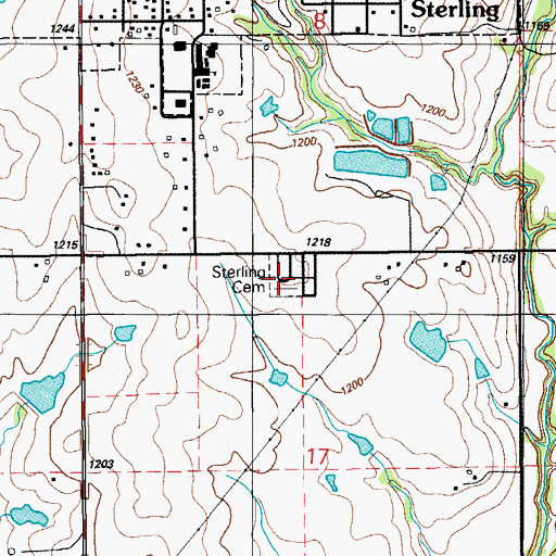 Topographic Map of Sterling Cemetery, OK