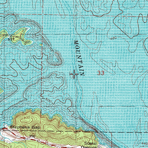 Topographic Map of Stephens Creek, OK
