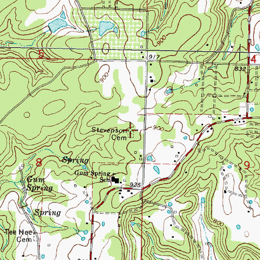 Topographic Map of Stevenson Cemetery, OK
