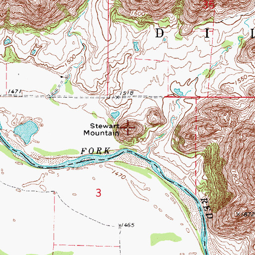 Topographic Map of Stewart Mountain, OK