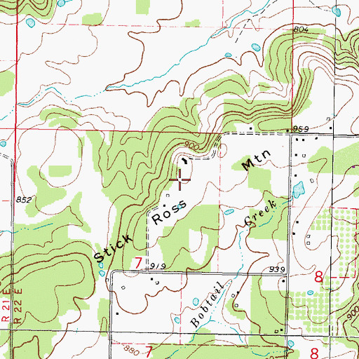 Topographic Map of Stick Ross Mountain, OK