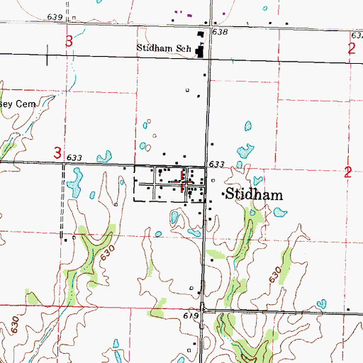 Topographic Map of Stidham, OK