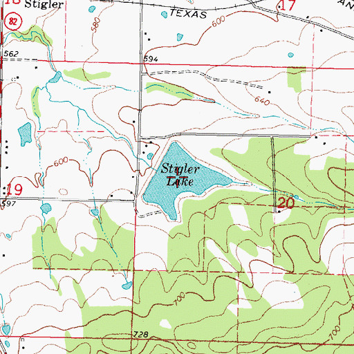 Topographic Map of Stigler Lake, OK