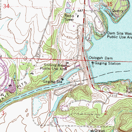 Topographic Map of Stilling Basin Public Use Area, OK