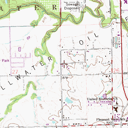 Topographic Map of Stillwater Oil Field, OK