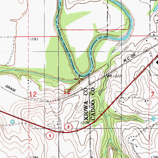Topographic Map of Stinking Creek, OK