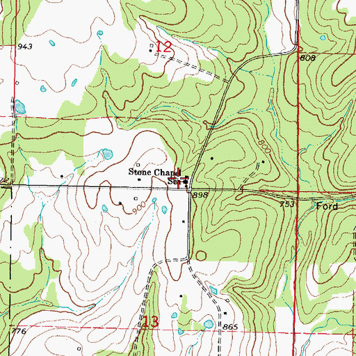 Topographic Map of Stone Chapel School, OK