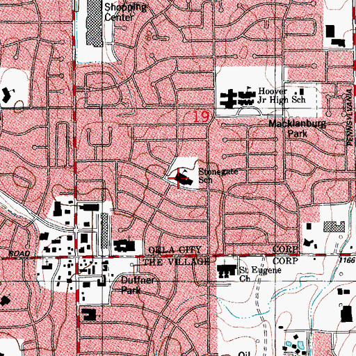 Topographic Map of Stonegate Elementary School, OK