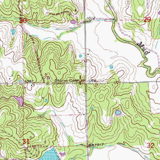 Topographic Map of Stoner Cemetery, OK