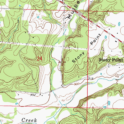 Topographic Map of Stony Point, OK