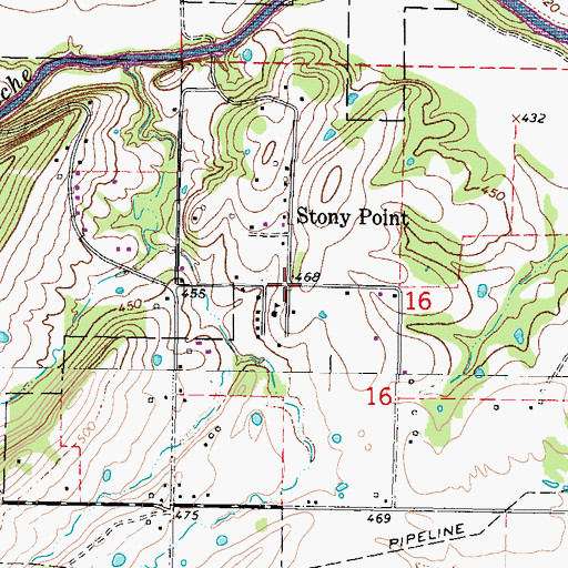 Topographic Map of Stony Point, OK