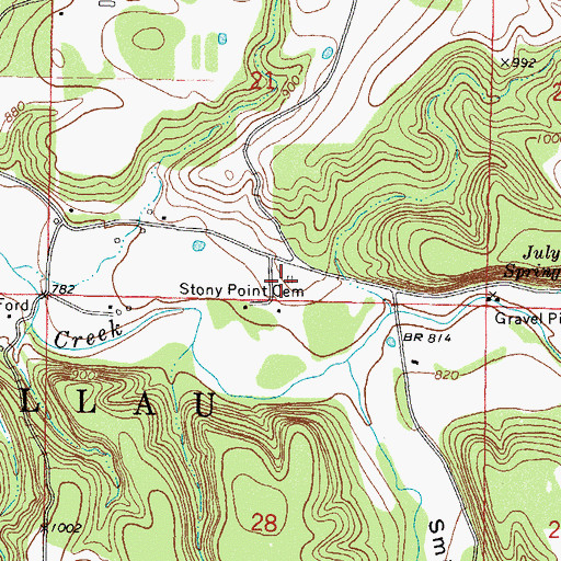 Topographic Map of Stony Point Cemetery, OK