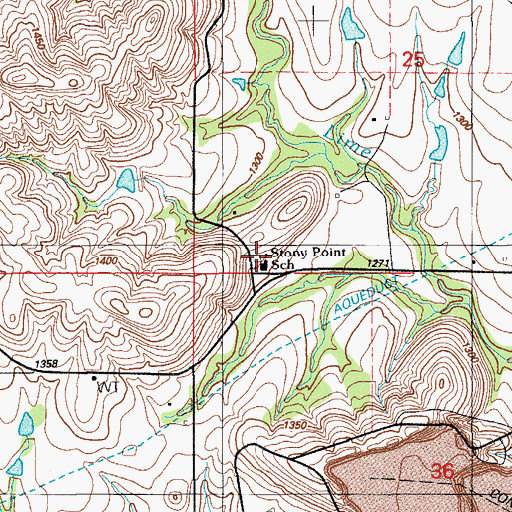 Topographic Map of Stony Point School, OK