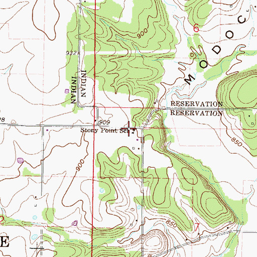 Topographic Map of Stony Point School, OK