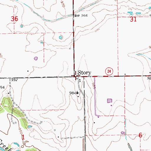 Topographic Map of Story, OK
