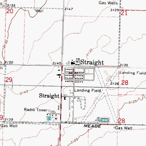 Topographic Map of Straight, OK