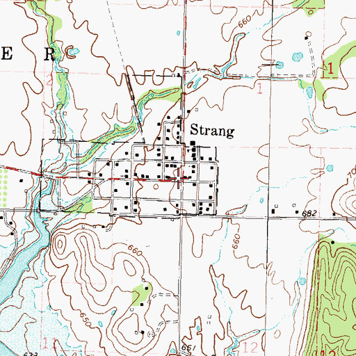 Topographic Map of Strang, OK