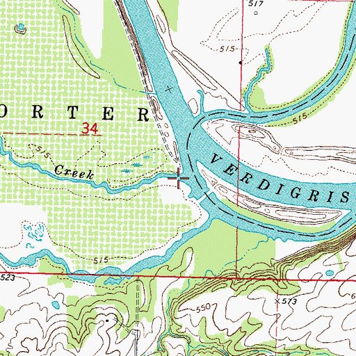 Topographic Map of Strawberry Creek, OK
