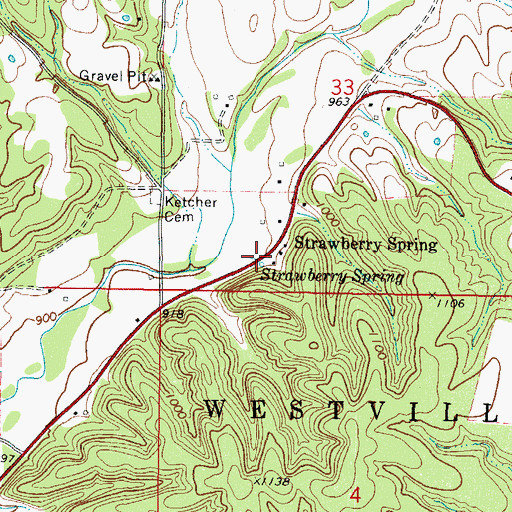 Topographic Map of Strawberry Spring, OK